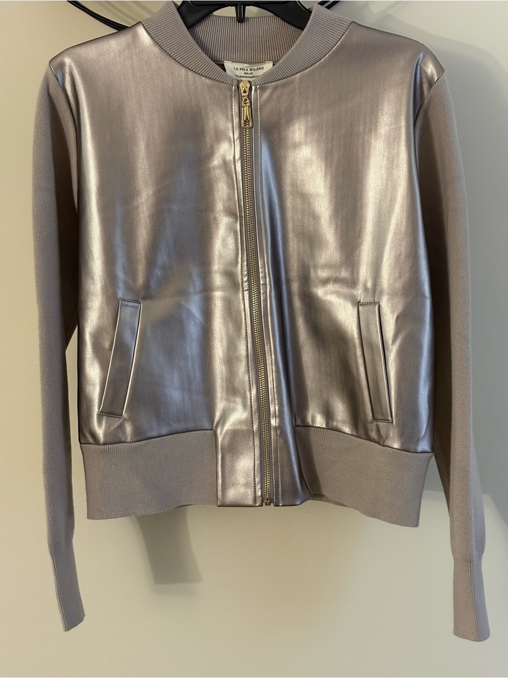 Metallic Taupe Bomber Jacket - Women's